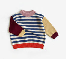 Load image into Gallery viewer, Organic Cotton Knit Jumper | Navy Stripe Colour Block