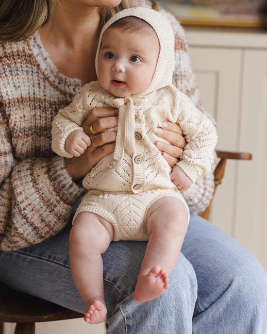 Quincy Mae Knit Cardi + Bloomer Set || Natural