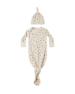 Quincy Mae Knotted Baby Gown + Hat Set || assorted