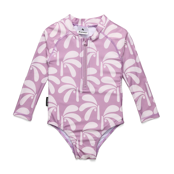 CRYWOLF Long Sleeve Swimsuit - Lilac Palms