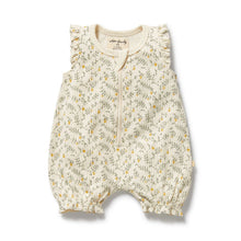 Load image into Gallery viewer, wilson + frenchy Organic Ruffle Zipsuit | Lemon Leaf