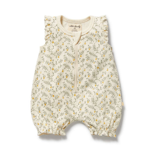 wilson + frenchy Organic Ruffle Zipsuit | Lemon Leaf