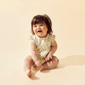 wilson + frenchy Organic Ruffle Zipsuit | Lemon Leaf