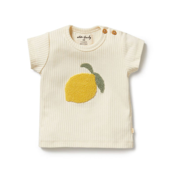 wilson + frenchy Embroidered Organic Tee | Lemon Leaf