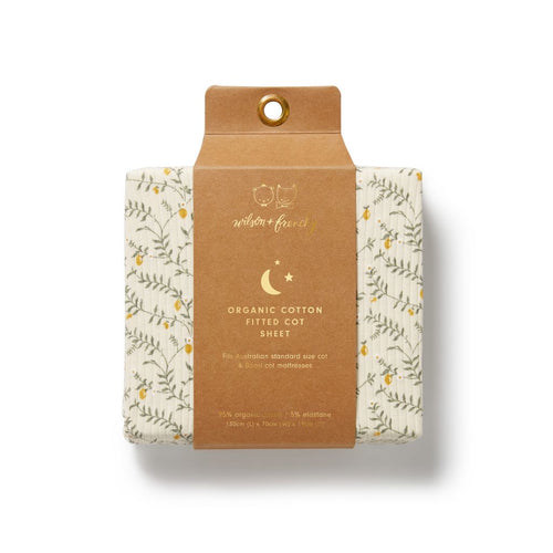 wilson + frenchy Organic Cot Sheet | Lemon Leaf