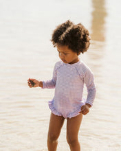 Load image into Gallery viewer, Minihaha Swim Lilac Gingham LS Sunsuit