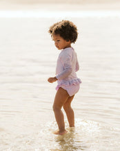 Load image into Gallery viewer, Minihaha Swim Lilac Gingham LS Sunsuit