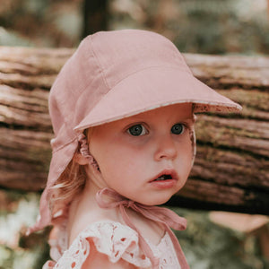 Bedhead 'Lounger' Baby Reversible Flap Sun Hat - Ruby / Rosa