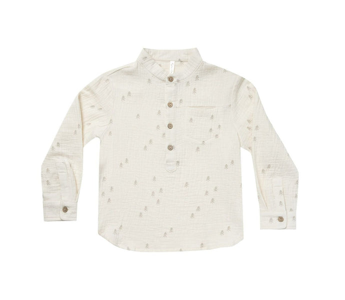 Rylee + Cru mason shirt evergreen || ivory