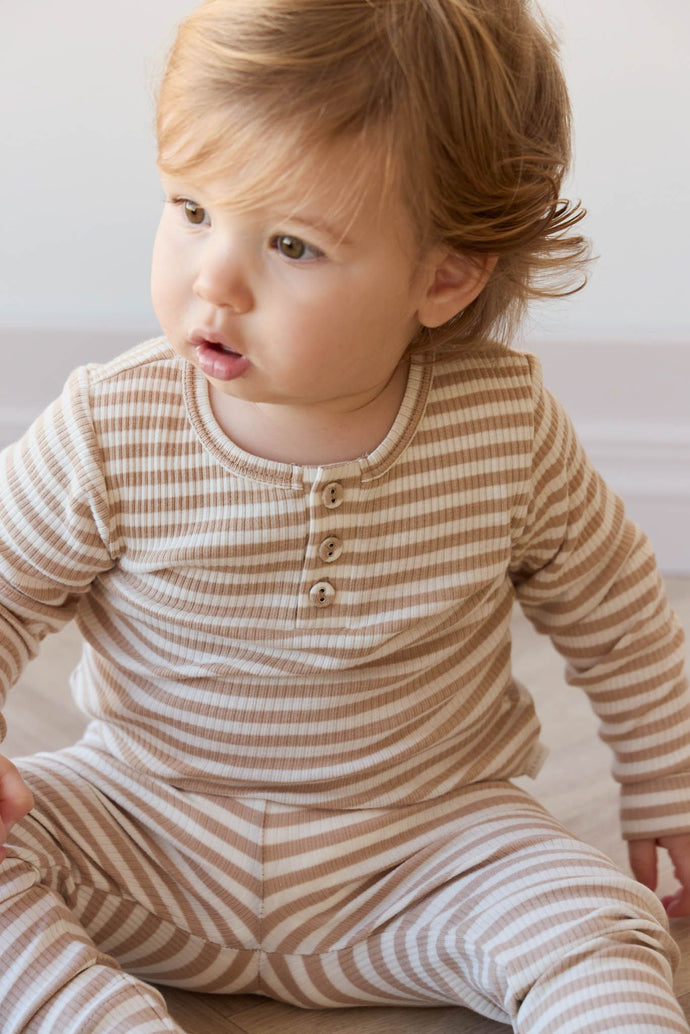 JAMIE KAY Organic Cotton Modal Bodysuit & Legging Set - Narrow Stripe | Baker/Cloud