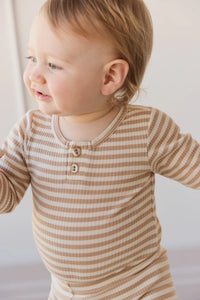 JAMIE KAY Organic Cotton Modal Bodysuit & Legging Set - Narrow Stripe | Baker/Cloud