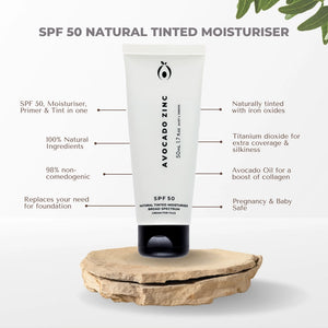 Avocado Zinc Natural Tinted Moisturiser SPF 50