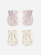 Load image into Gallery viewer, Quincy Mae No Scratch Mittens || Blue Ditsy + Lilac Ditsy