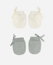 Load image into Gallery viewer, Quincy Mae No Scratch Mittens || Steel Blue + Natural