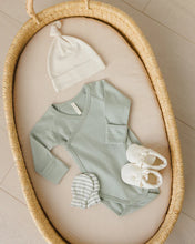 Load image into Gallery viewer, Quincy Mae No Scratch Mittens Set || Sage Stripe + Sage