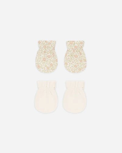 Quincy Mae No Scratch Mittens Set || Primrose + Natural