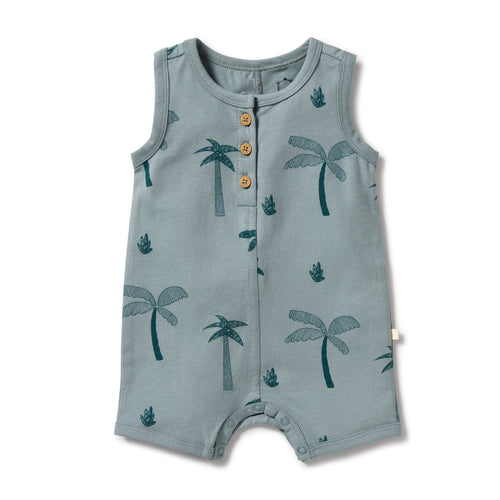 wilson + frenchy Organic Henley Growsuit - Palm Days