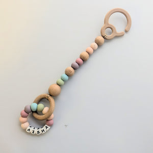 Nature Bubz PERSONALISED Play Gym/Pram Toy with Hook - with message