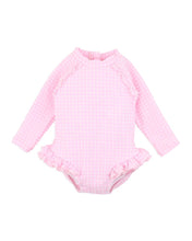 Load image into Gallery viewer, Minihaha Swim Pink Gingham LS Sunsuit