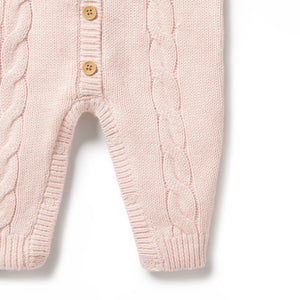 wilson + frenchy Pink Knitted Cable Growsuit