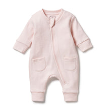 Load image into Gallery viewer, wilson + frenchy Pink Organic Quilted Growsuit