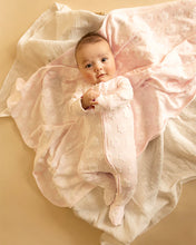 Load image into Gallery viewer, Bébé Pink Flower Jacquard LS Onesie