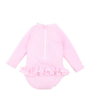 Load image into Gallery viewer, Minihaha Swim Pink Gingham LS Sunsuit