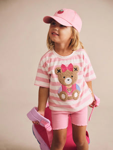 HUXBABY Pink Rib Bike Shortie