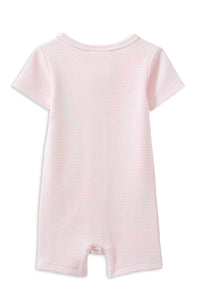 Milky Rib Zip Romper | Pink Stripe