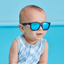 Load image into Gallery viewer, Polarised Navigators | Jet Black/Cobalt Lenses - www.bebebits.com.au