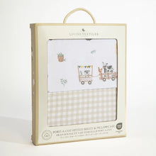Load image into Gallery viewer, Organic Portacot Fitted Sheet &amp; Pillowcase | Tractor Ride