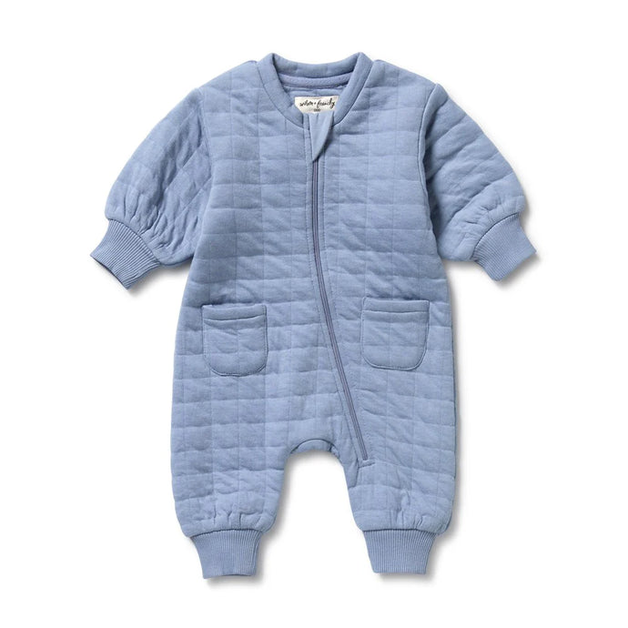 wilson + frenchy Organic Quilted Growsuit - Sky Blue