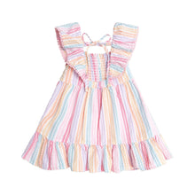 Load image into Gallery viewer, Huxbaby Rainbow Stripe Shirred Frill Dress