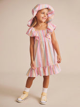 Load image into Gallery viewer, Huxbaby Rainbow Stripe Shirred Frill Dress
