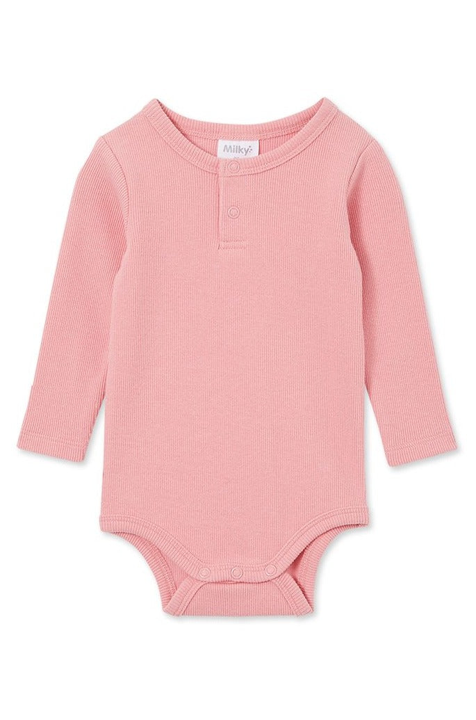 Milky Rose Rib Bubbysuit + Pant Set