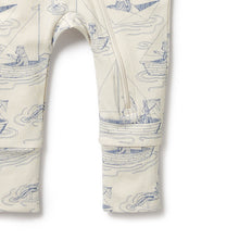 Load image into Gallery viewer, wilson + frenchy Sail Away Organic Zipsuit with Feet