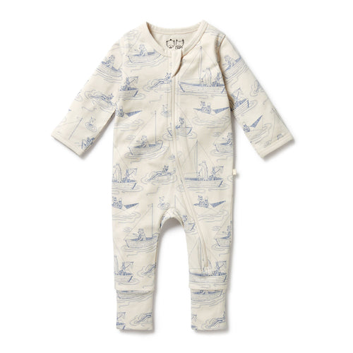 wilson + frenchy Sail Away Organic Zipsuit with Feet