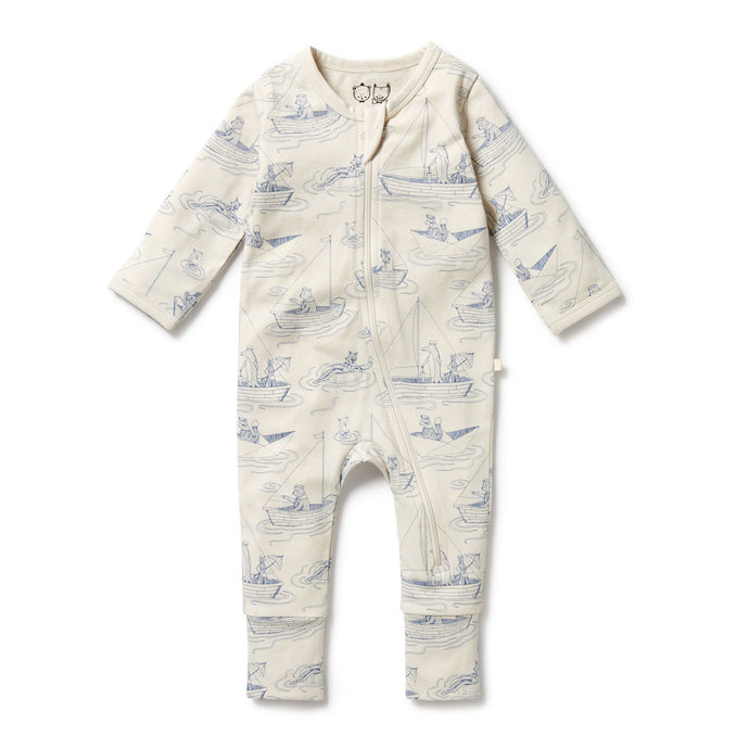 wilson + frenchy Sail Away Organic Zipsuit with Feet