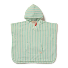 Load image into Gallery viewer, wilson + frenchy Organic Hooded Poncho | Seafoam Stripe