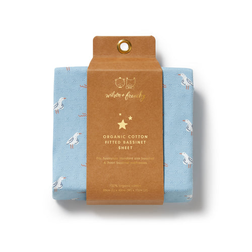 wilson + frenchy Organic Pointelle Bassinet Sheet | Sunny Seagulls