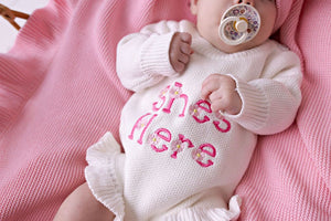 confetti kidz "She's Here" Floral Knit Romper | Snow