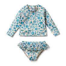 Load image into Gallery viewer, wilson + frenchy Shells Cutwork Rashie Swim Set