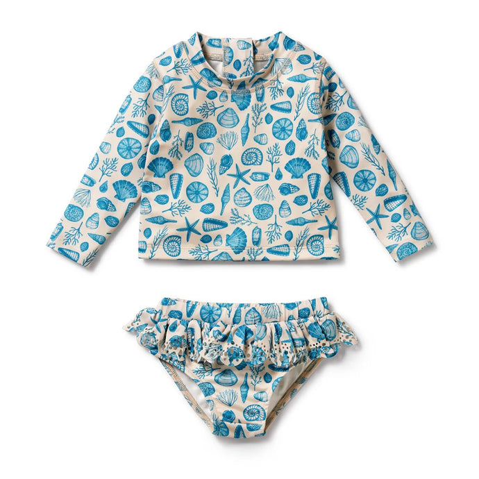 wilson + frenchy Shells Cutwork Rashie Swim Set