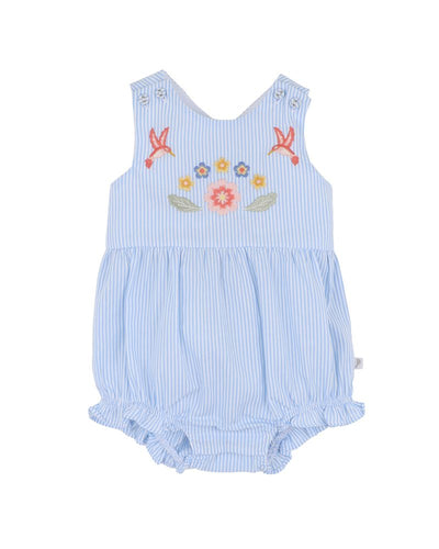 fox & finch Songbird Stripe Embroidered Cross Back Bodysuit