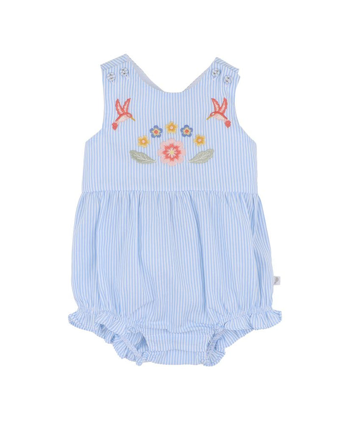 fox & finch Songbird Stripe Embroidered Cross Back Bodysuit