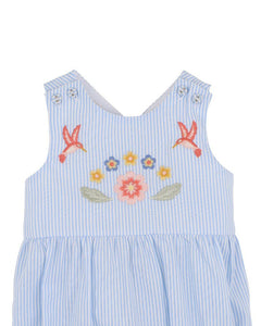 fox & finch Songbird Stripe Embroidered Cross Back Bodysuit