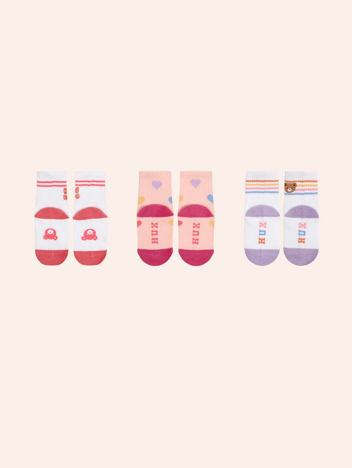 HUXBABY Sporty Socks 3 pack Sweatheart