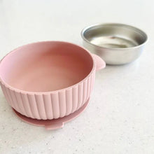 Load image into Gallery viewer, Cuddle Bug &amp; Co Silicone Stainless Steel Bowl | Cherry