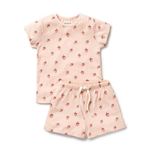 wilson + frenchy Short Sleeved Pyjamas | Strawberry Kisses