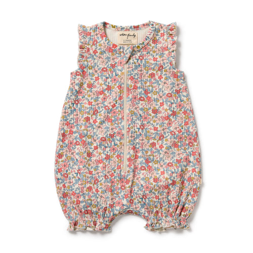 wilson + frenchy Organic Ruffle Zipsuit | Summer Bloom